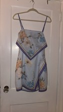 Fashion Nova Light Blue Purple Floral Backless wrap  Mini Dress Size L