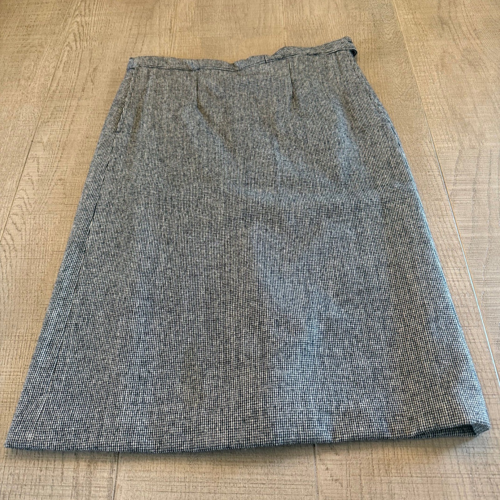 Pendleton Petite Wool Skirt Gray Houndstooth Midi… - image 1