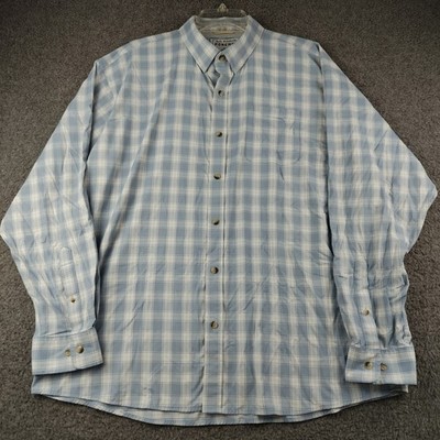 Poncho Button Down Shirt Mens XL Regular Fit Blue Plaid Fishing The Lido Key