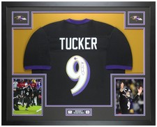 Justin Tucker Autographed & Framed Black Baltimore Jersey Auto Beckett COA