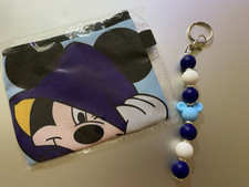 Disney Mickey Mouse Coin purse/Cosmetic Bag Pouch w/matching keychain/purse clip