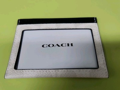 NEW Coach Slim ID Card Case Signature Canvas Chalk/Black