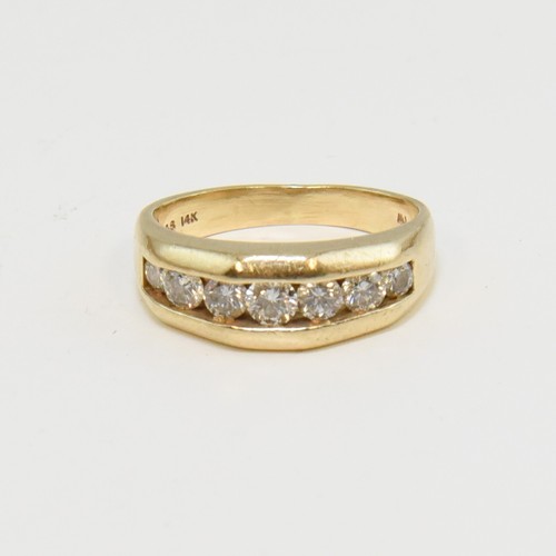 14K Yellow Gold Channel Set Band with 7 Diamonds 8.5g size 8.25 (SLH6) - Picture 2 of 8