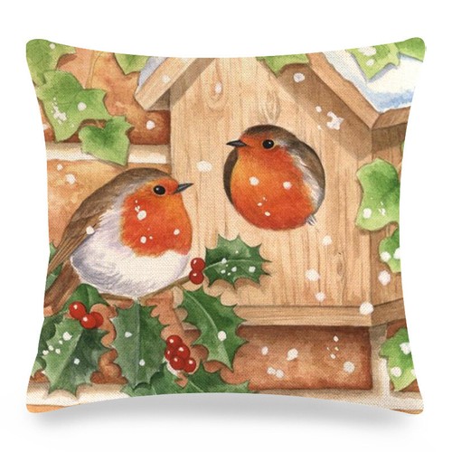 Cardinal Snow Branch Pillow Cover Winter Robin Bird Christmas Holly Cushion Case - Picture 63 of 88