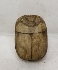 Antique Vintage Carved Egyptian Scarab Amulet Hieroglyphs Necklace Pendant Bead
