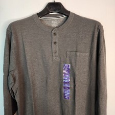 NWT Men's Members Mark Gray Heather Waffle Thermal Henley Size XXL