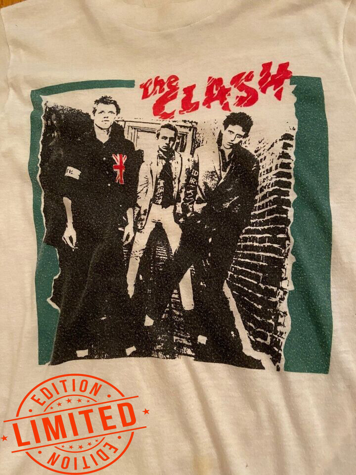 Vintage 80s The Clash Band Heavy Cotton Unisex White S-5XL