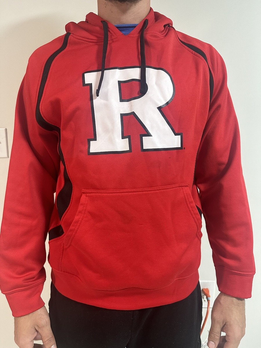 Rutgers University Russell Adult Hoodie Sweatshirt L Red Holes Stains Large