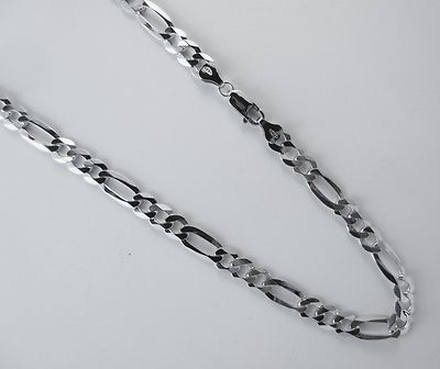7 mm Figarokette leicht rhodiniert über Sterlingsilber 20,22,24,30'' Italien