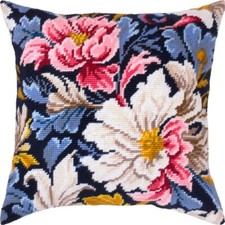Tapestry embroidery Pillow Cover DIY kit "Peonies" Needlepoint kit Printed