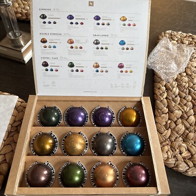 NESPRESSO 12 Capsules VERTUO Welcome Kit Roast, Ground and Decaffeinated Coffee