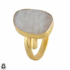 Size 10.5 - Size 12 Adjustable Moonstone 24K Gold Plated Ring GPR1774