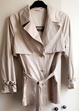 Ladies Mid Length Trench Coat Uk Size 12 Ivory Winter Rain Coat