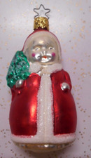 Vintage INGE Glass Christmas Ornament LITTLE GIRL Santa Coat & Tree Germany 3"