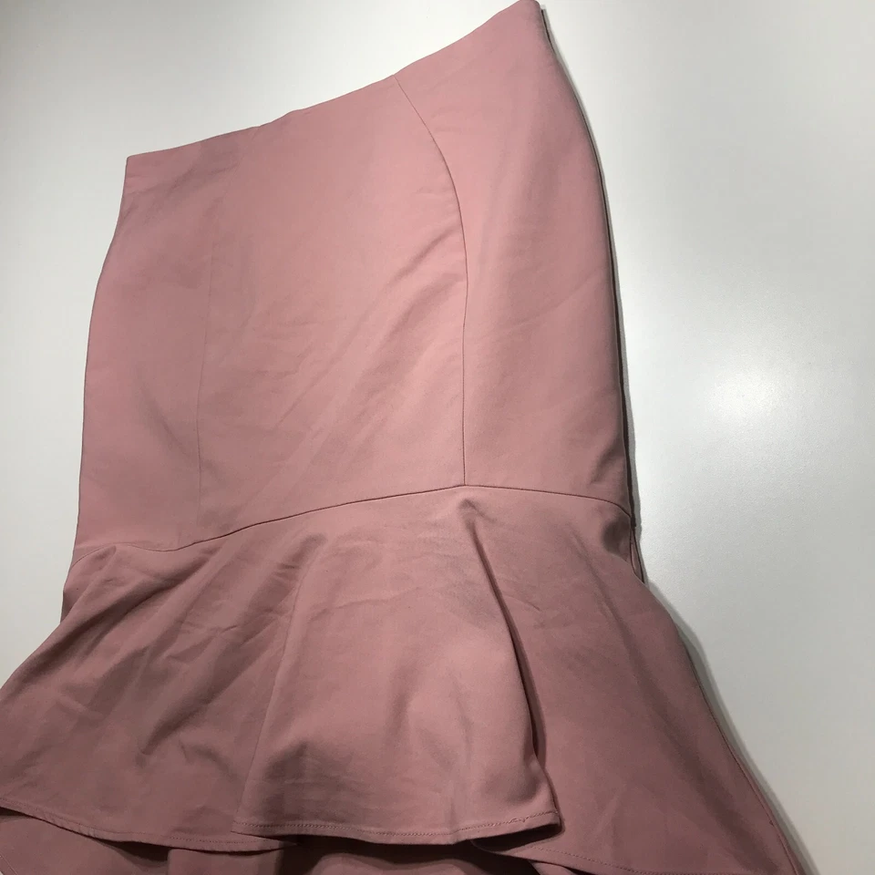 New York & Company Light Pink Long Fishtail Asymmetrical Occasions Skirt Sz 12 - Image 4 of 4