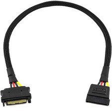 CRJ 15-Pin SATA Power Extension Black Sleeved 12" Cable 1-Pack 1-Pack