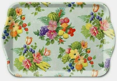 Kleines Tablett 21 x 13 cm Blumen Früchte Flowers and Fruits  Ambiente Europe