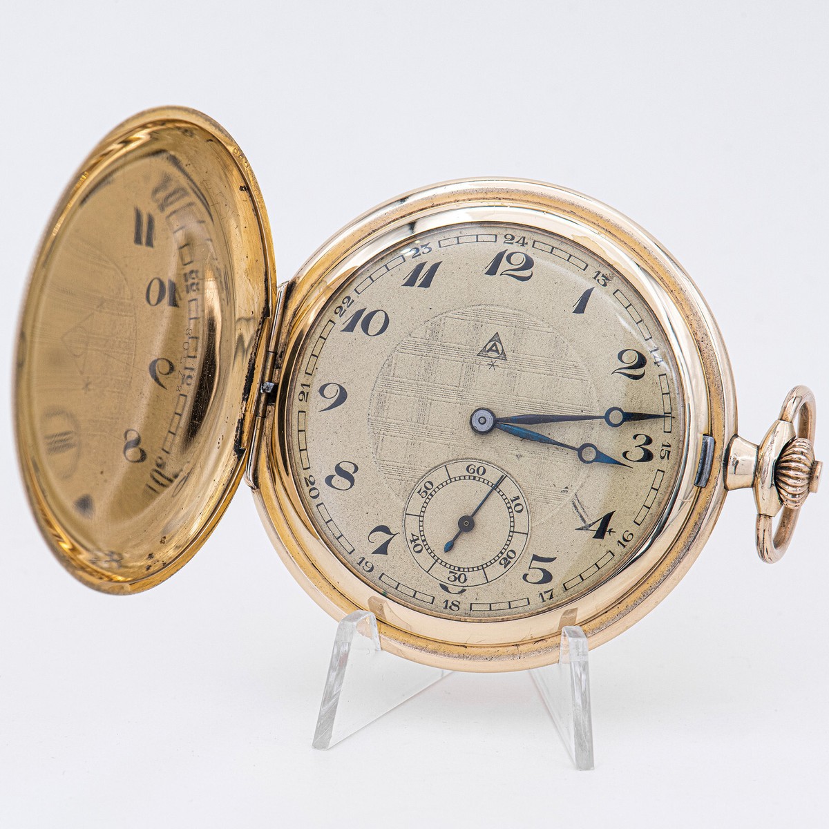 20 Mikron Alpina Taschenuhr Gold Double 52,4 Mm ø Art Déco Alpina