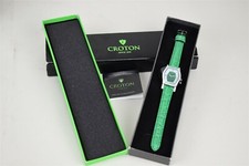 Croton Women's CN207514GRMA Green Leather Watch NIB Mother of Pearl Inlay