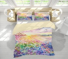 Image of 3D Watercolor Flowers KER1125 Bed Pillowcases Quilt Duvet Cover Double Luna