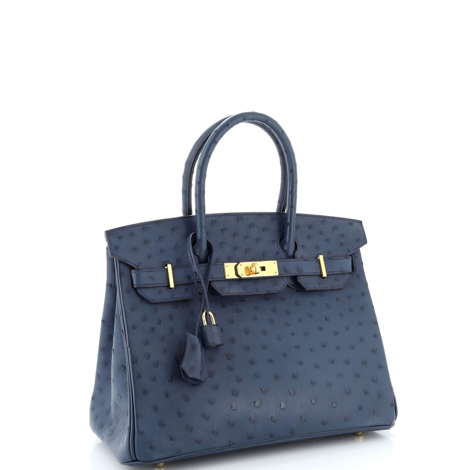 Hermes Birkin Handbag Deep Blue Ostrich with Gold Hardware 30 Blue