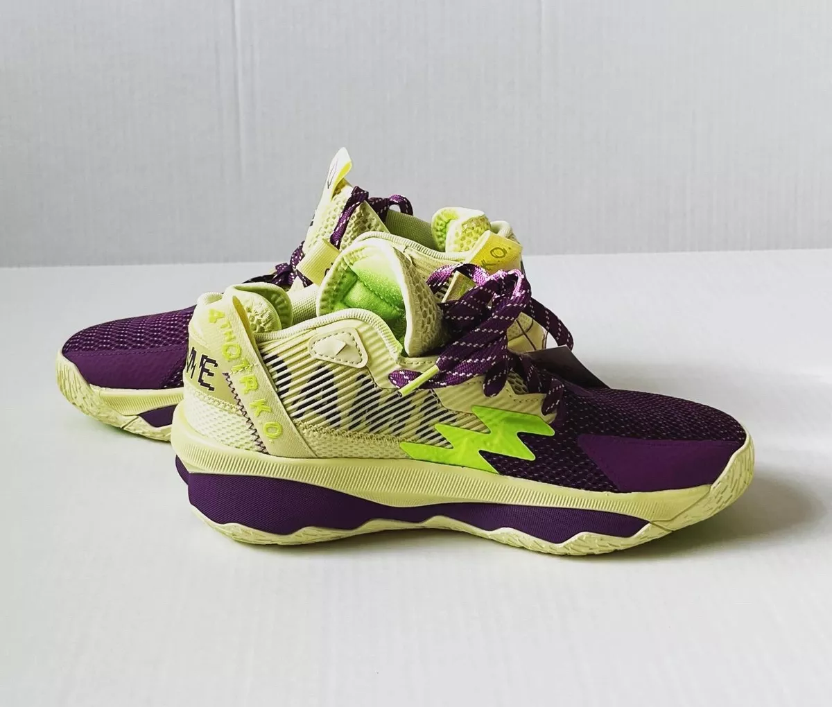 Adidas Dame 8 Yellow Tint Glory Purple Signal Green Men s Size 5.5