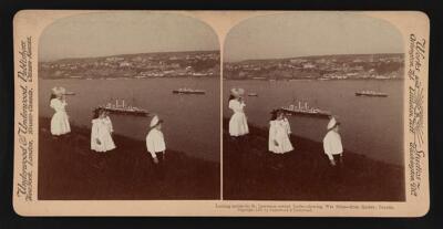 Looking across St Lawrence toward Levis showing war ships Quebe - Old Photo