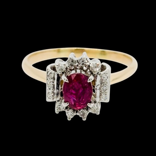 14ct Two Tone Ruby and Diamond Ring 3.5g Size P1/2 Preloved VAL $4500 - Picture 2 of 14