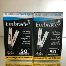 Embrace Blood Glucose Test Strips 100 CT.  Exp 02/2027 Free and Fast Shipping