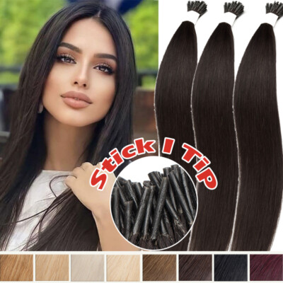 300Strands I-Tip Stick Tip 100% Remy Human Hair Extensions Micro Ring Beads Long