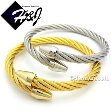 MEN WOMEN Stainless Steel Silver/Gold Plated Twist Cable Bangle Bracelet B65