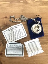 EUC Wolf Pocket Watch Silver Clasps and Chain Clip On Attachment SMOKE FREE EUC