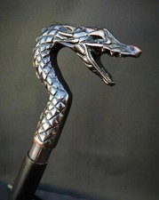 Antique Dragon Head Handle Vintage Black Wooden Walking Stick Cane Gift