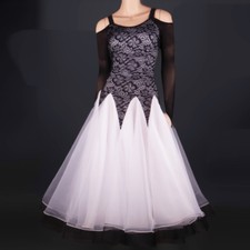 Latin Ballroom Dance Dress Modern Salsa Waltz Standard Long Dress F202 Black