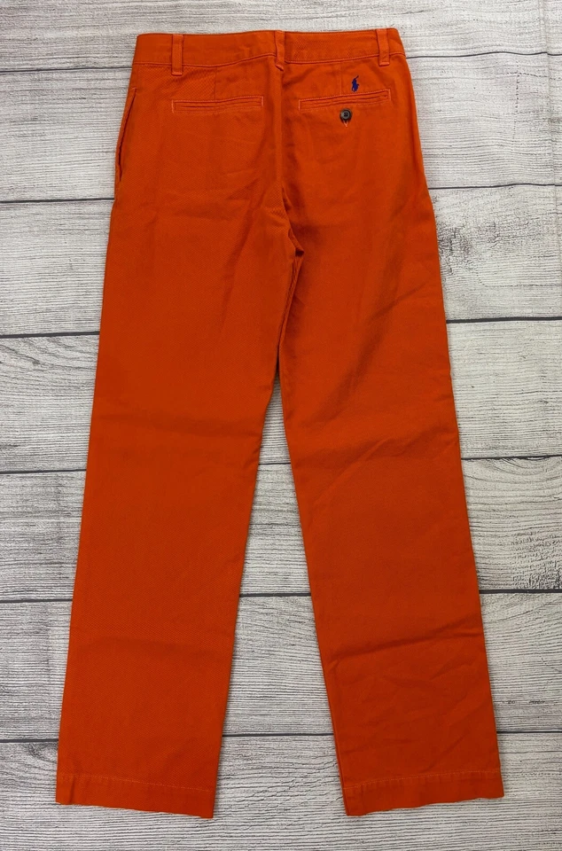 POLO RALPH LAUREN NWT Boys Sz 14 Orange Cotton Flat Front Straight Chino Pants - Image 4 of 4