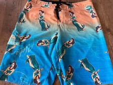 Hang Ten Aloha Hawaii Casual Board Shorts Surf Pockets Beach Sz 36