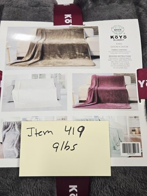 Koyo Plush Queen Blanket 180x220cm Gray Microfiber Polyester Soft Warm Throw