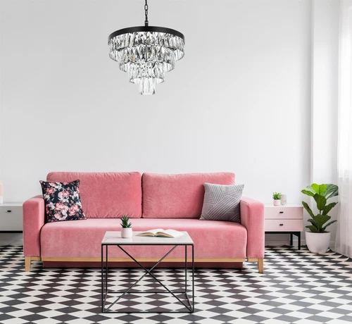 Elegant Lighting Josephine 20" Round Chandelier in Black - Picture 2 of 8