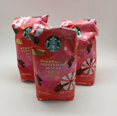 Starbucks Limited Peppermint Mocha Light Roast Ground Coffee 11 oz - 3 Pack