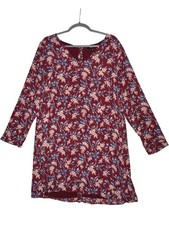 Madewell Womens Floral Burgundy Long Sleeve Dress XL Button Back