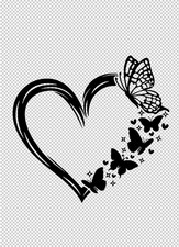 Heart And Butterflies Vinyl Decal Car Wall Window