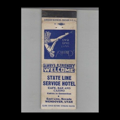 Matchbook Cover State Line Service Hotel Wendover, UT