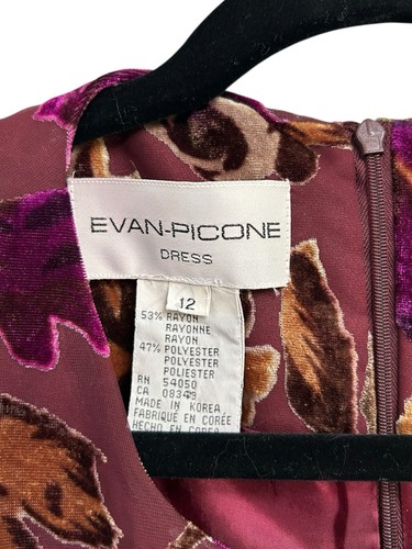 Vintage Wvan Picone Y2K Velvet Burgundy Burnout Midi Maxi Dress Goth Grunge 12 - Picture 4 of 7
