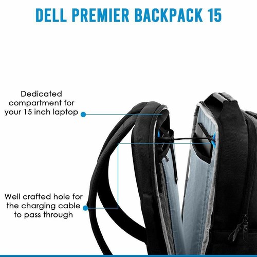 Sac à dos pour ordinateur portable Dell Premier - Ordinateur portable 15 pouces, résistant aux intempéries | Noir - Photo 3/9