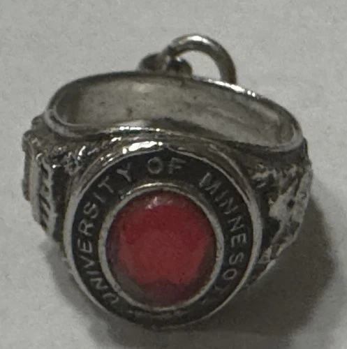 Vintage Kinney Sterling Silver Ring Charm Pendant University of Minnesota 4g