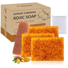 Lemon Turmeric Kojic Acid Soap Bar - Turmeric Soap with Vitamin C, Retinol, Coll