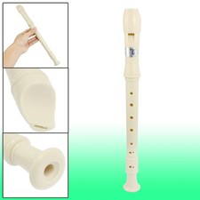 Beige 8 Holes Flute Recorder Music Instrument w Cleaning Stick