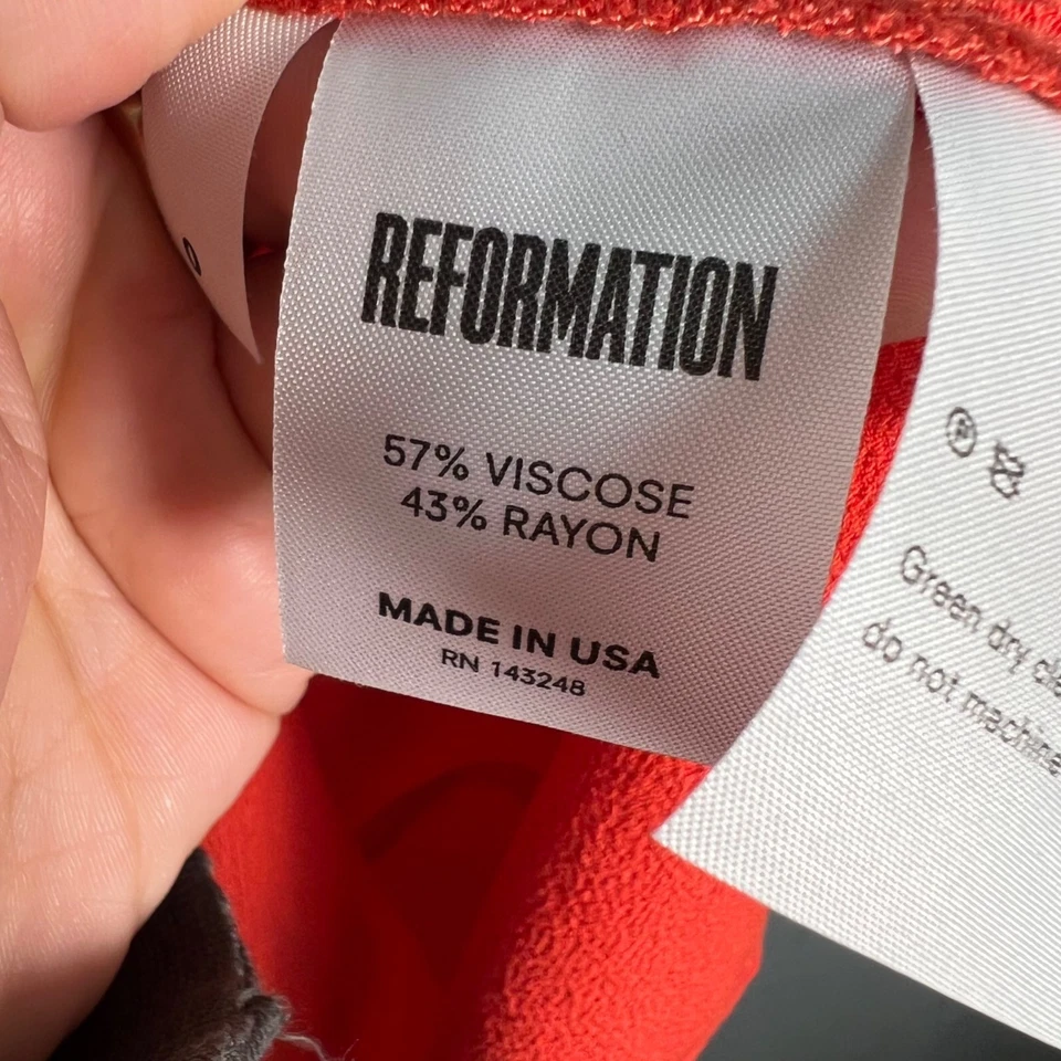 Mini Vestido Reformation Para Mujer 0 Rojo Sin Mangas con Abertura Trasera Cremallera Viscosa/Rayón Foto 3 de 4