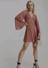 ASOS DESIGN Size Uk 2 Petite dobby godet skater mini dress in deep rose