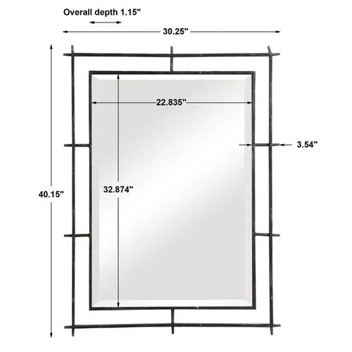 Ironworks - 40 inch Industrial Mirror - 30 inches wide by 1 inches deep Mirrors - Picture 8 of 9